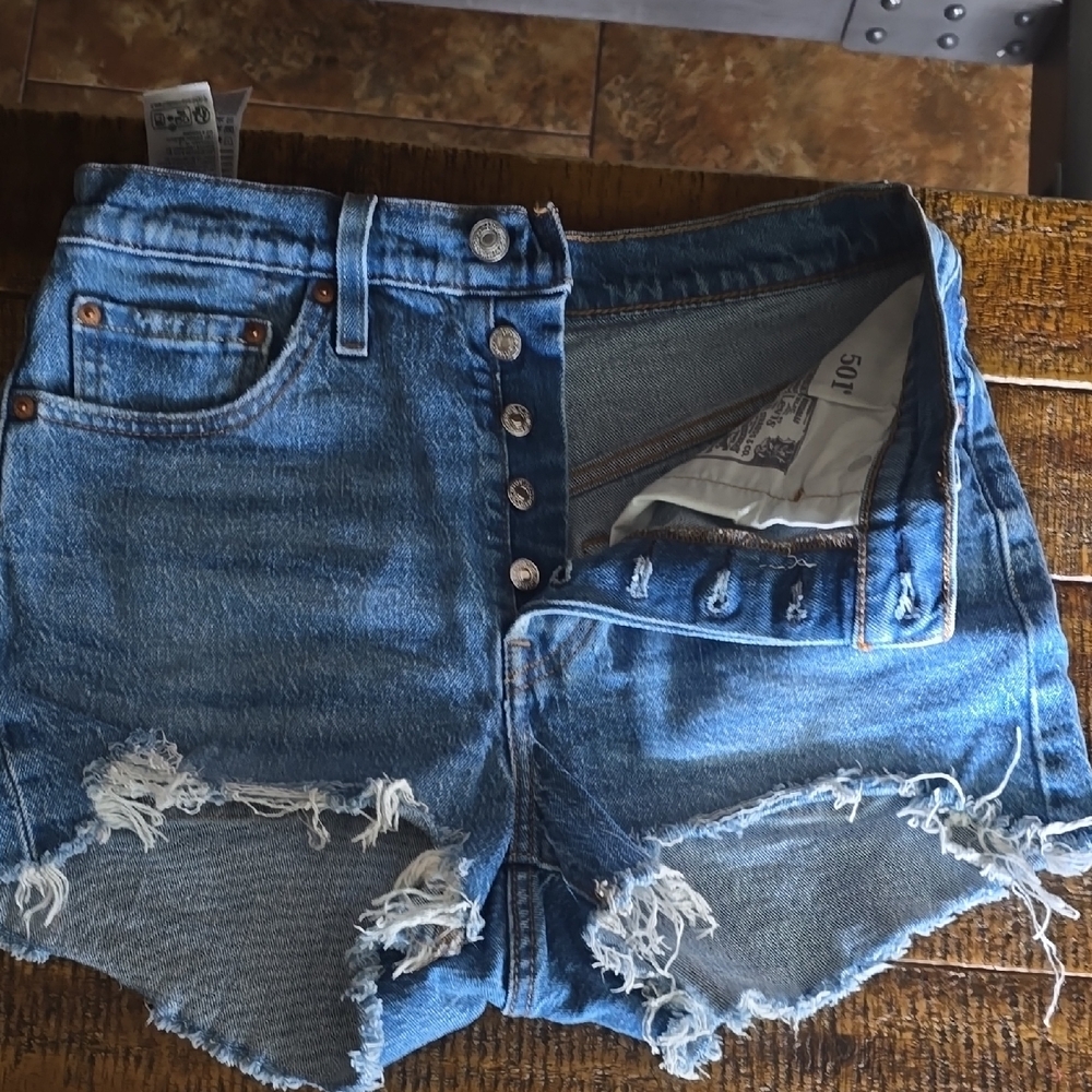 Denim Blue Women's Distressed Shorts